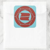 Sticker Carré Clan Hattori kamon en rouge sur bleu (Sac)