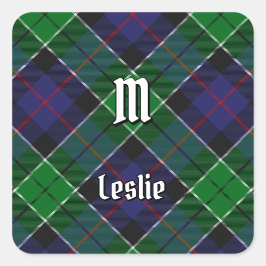 Sticker Carré Clan Leslie Chasse Tartan (Devant)