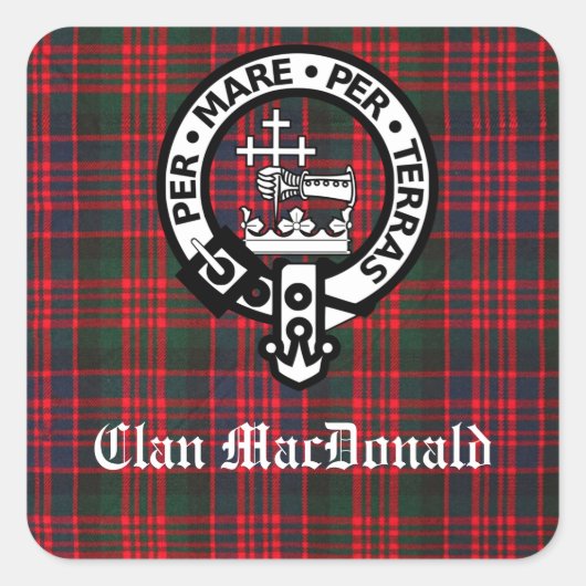 Sticker Carré Clan MacDonald Crest & Tartan moderne (Devant)
