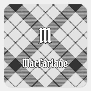 Sticker Carré Clan MacFarlane Tartan noir et blanc