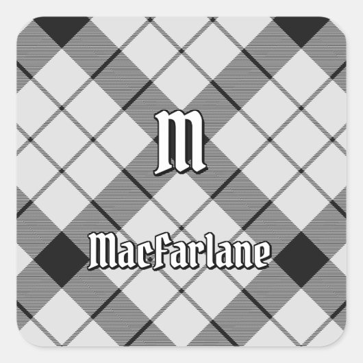 Sticker Carré Clan MacFarlane Tartan noir et blanc (Devant)