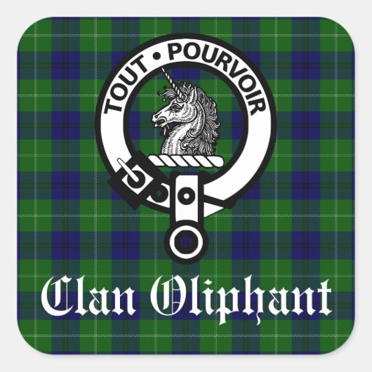 Sticker Carré Clan Oliphant Crest & Tartan (Devant)