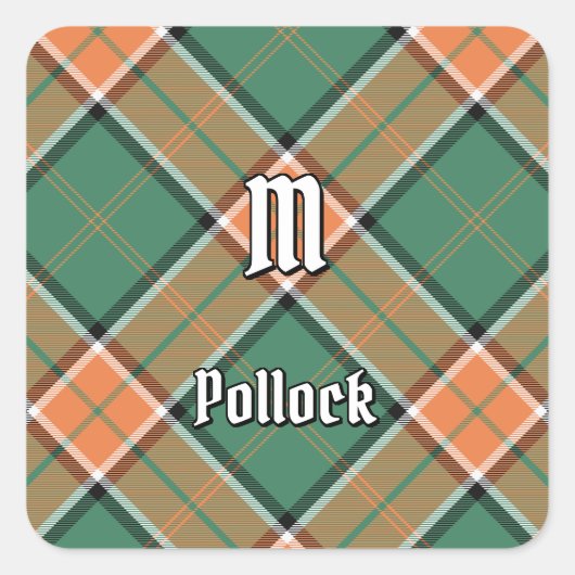 Sticker Carré Clan Pollock Tartan (Devant)
