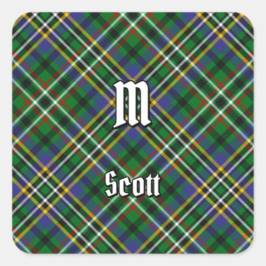 Sticker Carré Clan Scott Green Tartan (Devant)