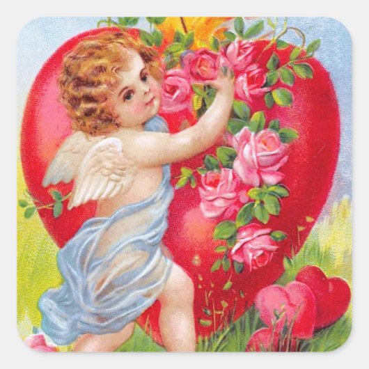 Sticker Carré Clapsaddle : Cherub of Love (Devant)