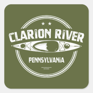 Sticker Carré Clarion River Pennsylvania Kayaking