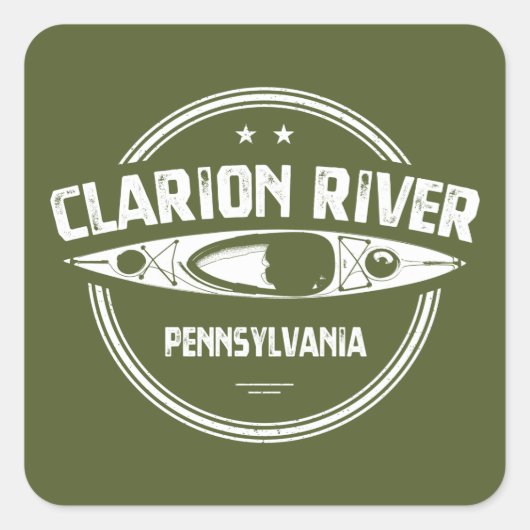 Sticker Carré Clarion River Pennsylvania Kayaking (Devant)