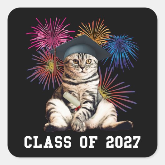 Sticker Carré Class of 2027 Cat Lover (Devant)