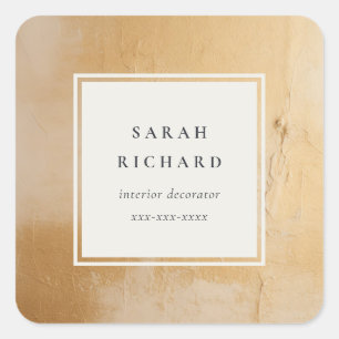 Sticker Carré Classé Artistique Beige Or Peinture Entreprise