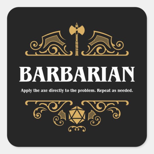 Sticker Carré Classe Barbare Tabletop Jeu RPG (Devant)