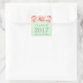 Sticker Carré Classe d'aquarelle rose Mint Graduation de 2017 (Sac)