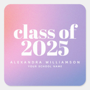 Sticker Carré Classe de 2024 Purple Gradient Graduation personna