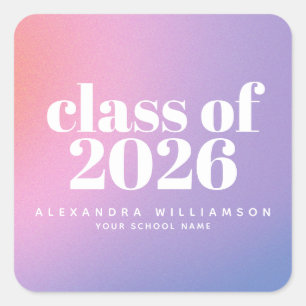 Sticker Carré Classe de 2024 Purple Gradient Graduation personna