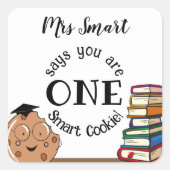 Sticker Carré Classe de cookie intelligent ENSEIGNANT fin d'anné (Devant)