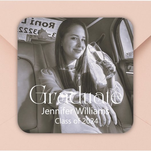 Sticker Carré classe de diplômés de typographie moderne de 2024 