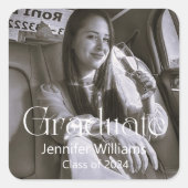 Sticker Carré classe de diplômés de typographie moderne de 2024  (Devant)