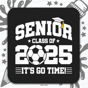 Sticker Carré Classe de football 2025 Graduation Senior 2025