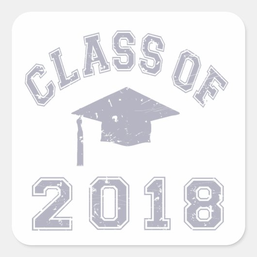 Sticker Carré Classe De Graduation 2018 - Gris (Devant)