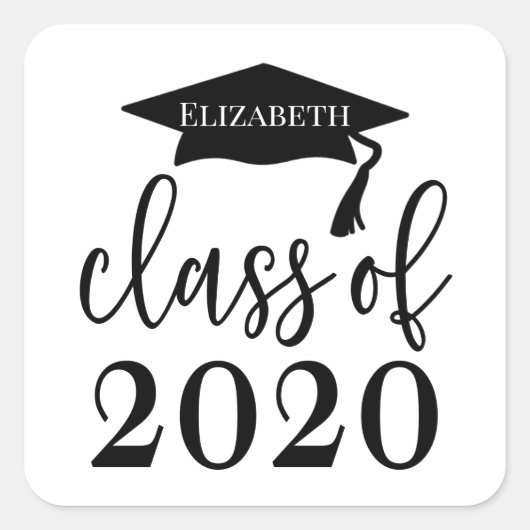 Sticker Carré Classe de graduation personnalisée de 2020 (Devant)