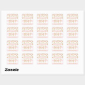 Sticker Carré Classe de Graduation Pink Stripe Gold Confetti de  (Feuille)