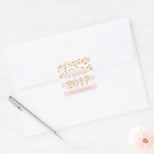 Sticker Carré Classe de Graduation Pink Stripe Gold Confetti de  (Enveloppe)