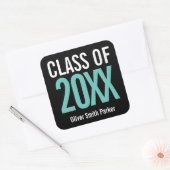 Sticker Carré Classe de Teal Bold Personnalisé Diplôme (Enveloppe)