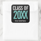 Sticker Carré Classe de Teal Bold Personnalisé Diplôme (Sac)