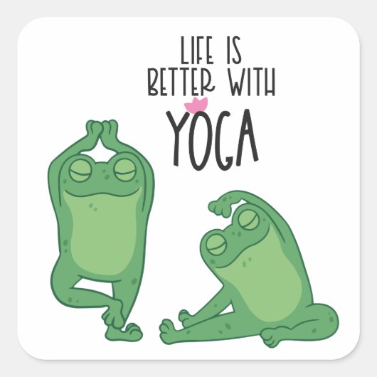Sticker Carré Classe de yoga de grenouille (Devant)