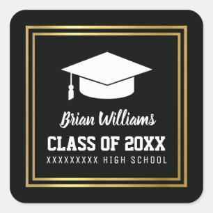 Sticker Carré classe / diplôme scolaire nom de l'élève