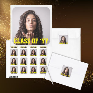 Sticker Carré Classe Jaune de phoque Carré photo senior 2024