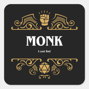 Sticker Carré Classe Monk Jeu RPG Tabletop