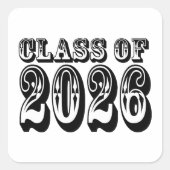 Sticker Carré Classe Ouest de 2026 Graduation (Devant)