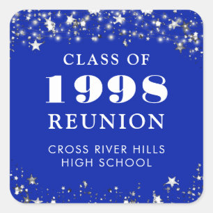 Sticker Carré Classe Reunion Royal Blue Silver Stars Personnalis