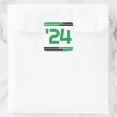 Sticker Carré Classe verte et noire de '24 Graduation (Sac)