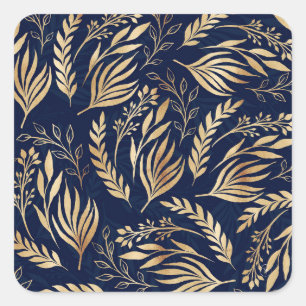 Sticker Carré Classement Gold Foliage Botanical Blue Design