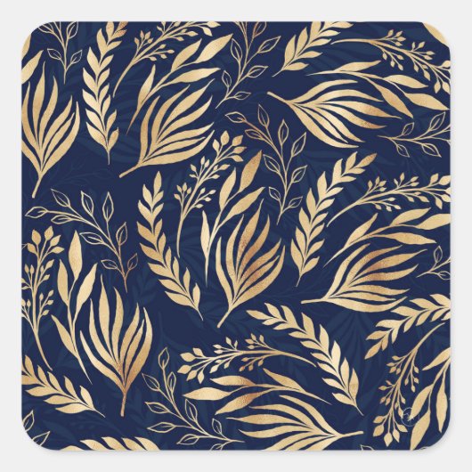 Sticker Carré Classement Gold Foliage Botanical Blue Design (Devant)