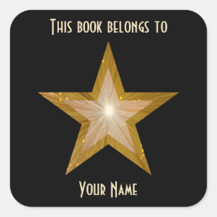 Sticker Carré Classeur "Gold" Star bookplate blaxer