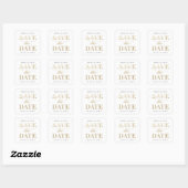 Sticker Carré Classic Calligraphy Gold Enregistrer la date (Feuille)