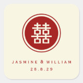 Sticker Carré Classic Cercle Double Bonheur Mariage chinois (Devant)