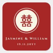 Sticker Carré Classic Cercle Double Bonheur Mariage chinois (Devant)