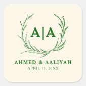 Sticker Carré Classic Elegance Ivory & Emerald Islamic Wedding (Devant)