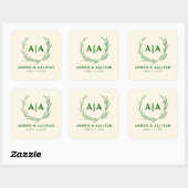 Sticker Carré Classic Elegance Ivory & Emerald Islamic Wedding (Feuille)