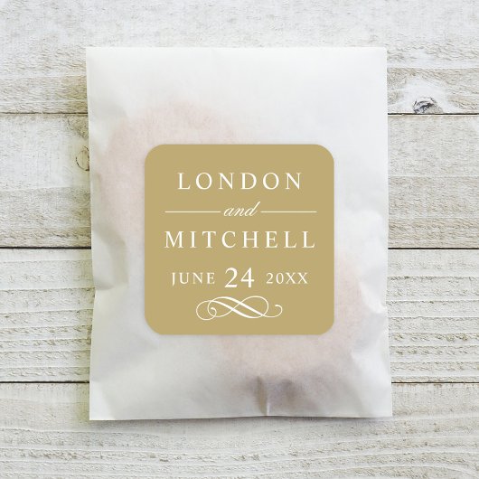 Sticker Carré Classic Elegant Antique Mariage d'or