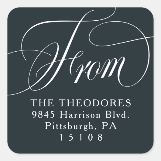 Sticker Carré Classic elegant from navy blue return address (Devant)