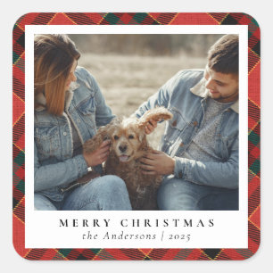 Sticker Carré Classic Elegant Joyeux Noël Photo personnalisée