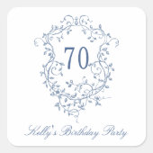 Sticker Carré Classic French Victorian Blue 70th Birthday Party (Devant)