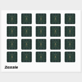 Sticker Carré Classic Green Plaid Bear Baby Shower Thank You (Feuille)