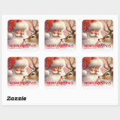 Sticker Carré Classic Personalized Santa Rudolph Christmas Kids (Feuille)