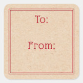 Sticker Carré Classic red border rustic Kraft look print to from (Devant)
