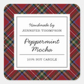 Sticker Carré Classic Red Tartan Holiday (Devant)